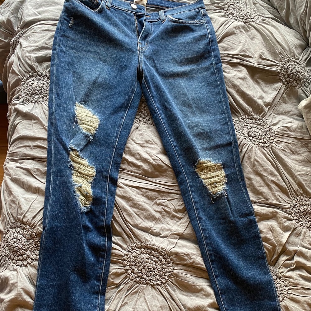 L’agence Marcelle crop jeans with distressing. NWT
